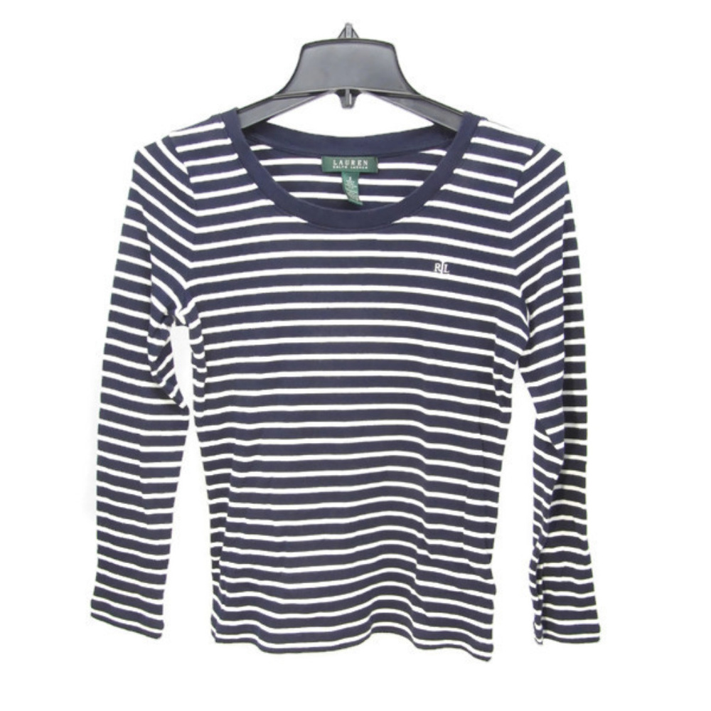 Ralph Lauren Striped Long Sleeve Pull Over Blue